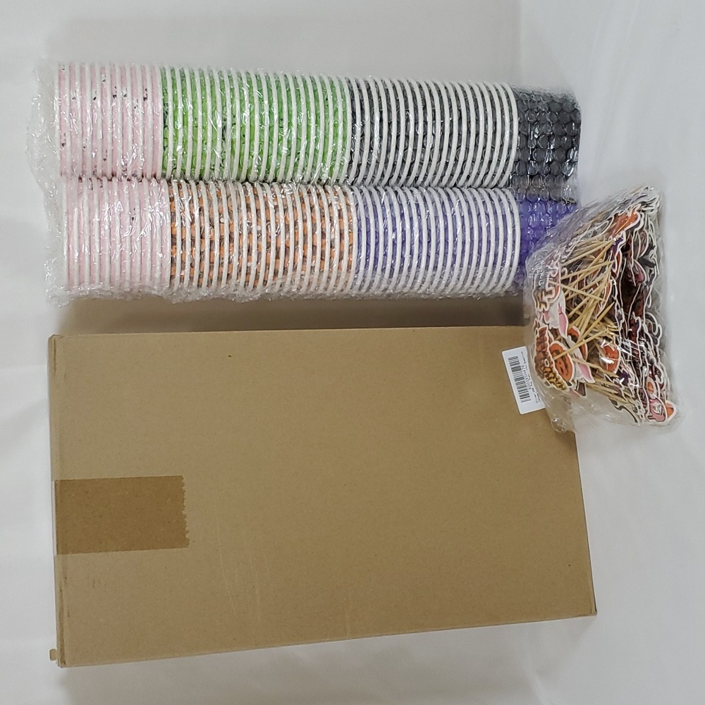 200 Count Halloween Themed Party Supplies ~ Cake Toppers & Desert Cups